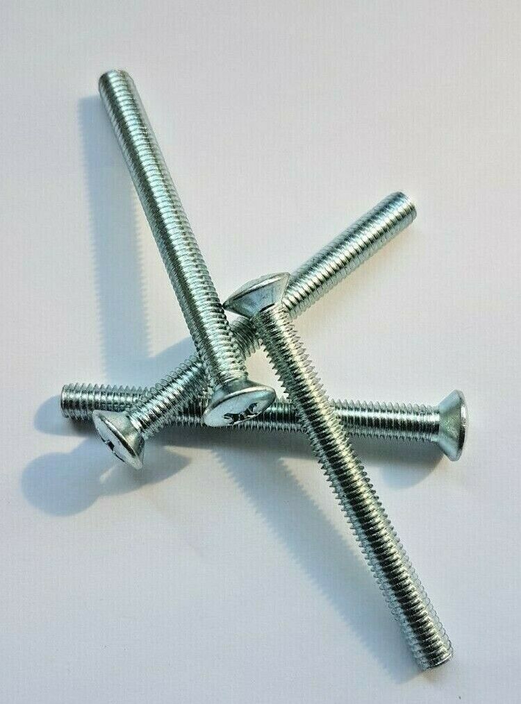 Linsensenkkopfschrauben mit Kreuzschlitz, DIN 966, Stahl 4.8, Weiß verzinkt