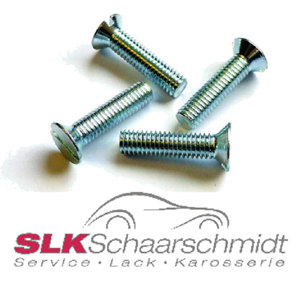 Senkkopfschrauben mit Schlitz, DIN 963, Stahl Weiß verzinkt, M3 - M8, Güte 4.8