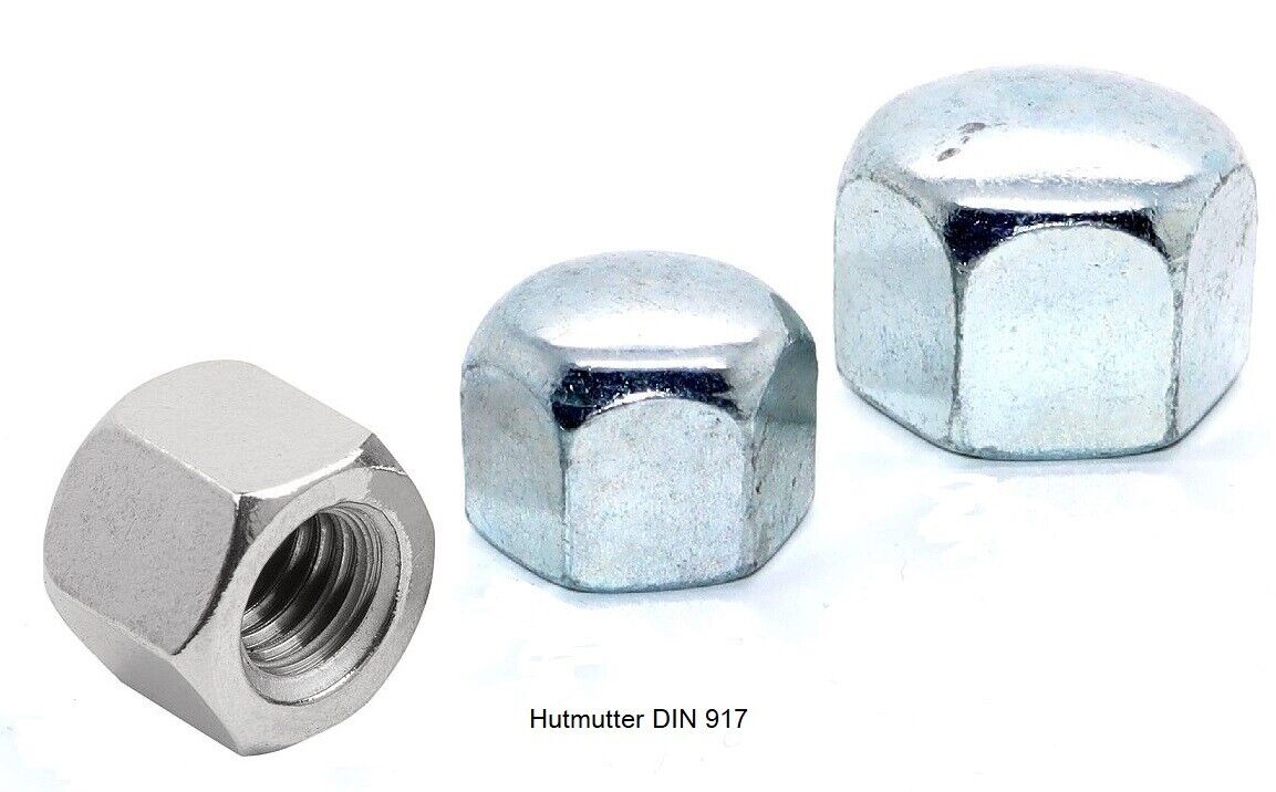 Sechskant Hutmutter Sechskanthutmutter DIN 917 galvanisch verzinkt niedrige Form