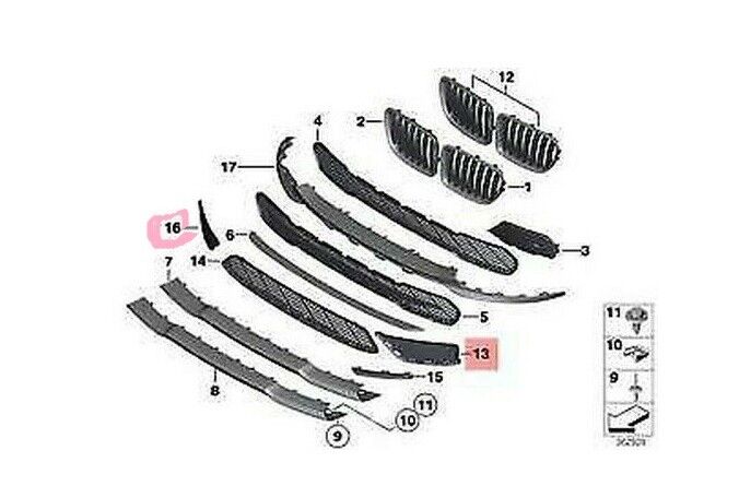 BMW X1 Front-Ziergittersatz E 84 Links 51117303755 Rechts 51117303754 190174014